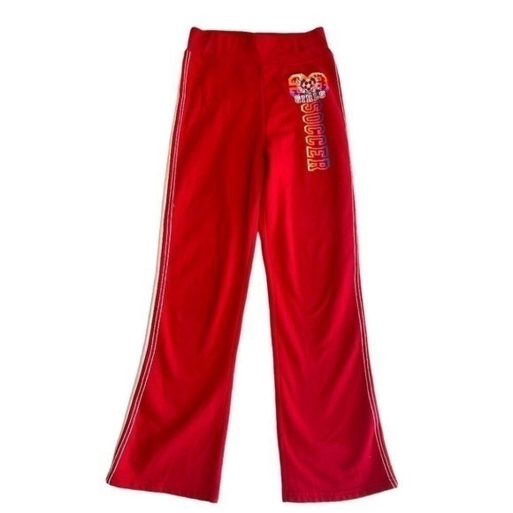 Red Sweatpants girls Size 14 soccer graphic Y2K